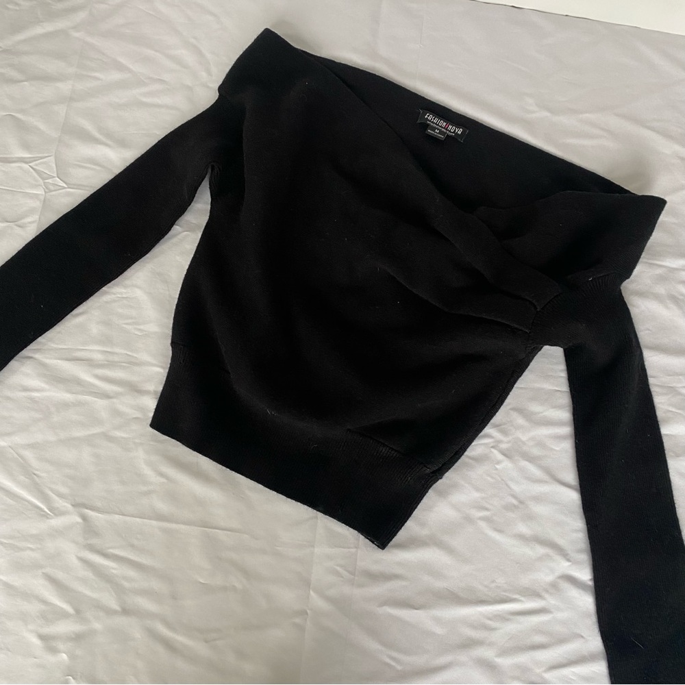 Off the shoulder black crop top